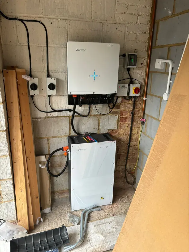 GivEnergy inverter and battery storage installation in garage
