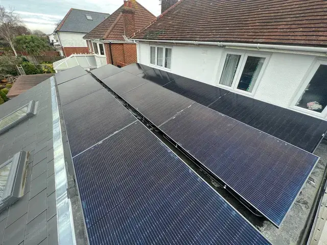 Solar panel installation on residential roof